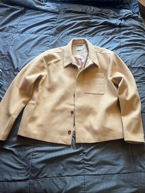 ASOS Beige Button-Up Shirt Jacket